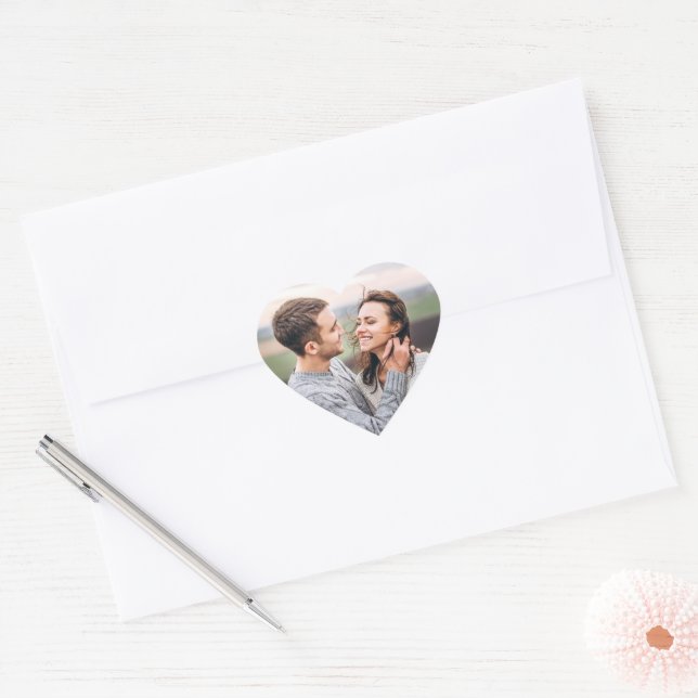 Sticker Cœur Mariage photo simple Étiquette, photo (Enveloppe)
