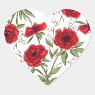Sticker Cœur Mariage Romantique Rose Rouge