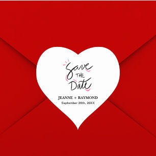 Sticker Cœur Mariage sur mesure calligraphié avec style, carte