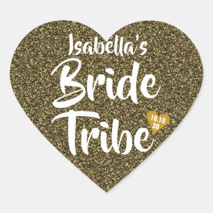 Sticker Cœur Mariage Tribe Gold Date Coeur Parties scintillant 