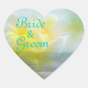 Sticker Cœur Mariage Tropical Haven Bride & Groom Plumeria