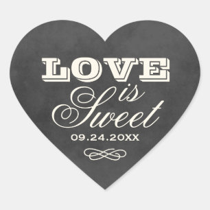 Sticker Cœur Mariage Vintage Tableau Noir L'amour est doux