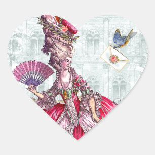 Sticker Cœur Marie Antoinette & Bluebird