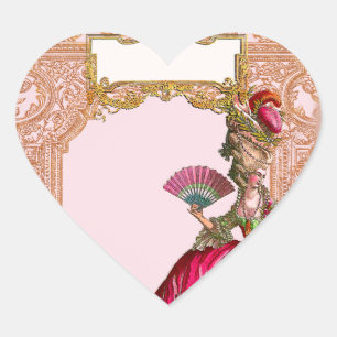 Sticker Cœur Marie Antoinette en rose chaud