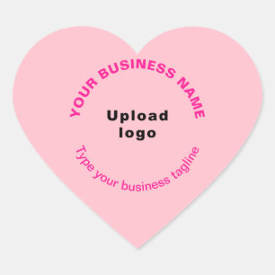 Sticker Cœur Marque d'affaires rose monochrome avec Tagline sur