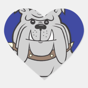 Sticker Cœur Mascotte Bulldog Sur Style Design Bleu