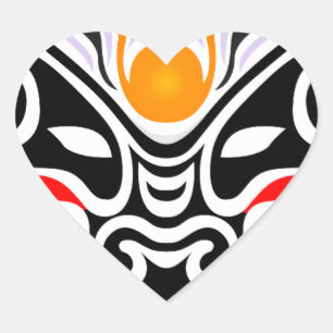 Sticker Cœur Masque de dragon tribal