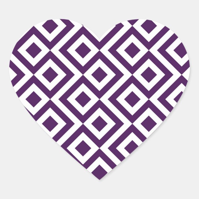 Sticker Cœur Meandre violet et blanc (Devant)