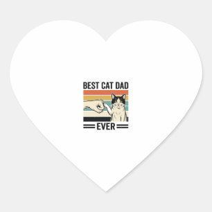 Sticker Cœur Meilleur Papa Chat Rétro Chemise Fist Bump Chat_1