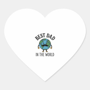 Sticker Cœur Meilleur Papa du Monde Earth Moustache Shirt Desig