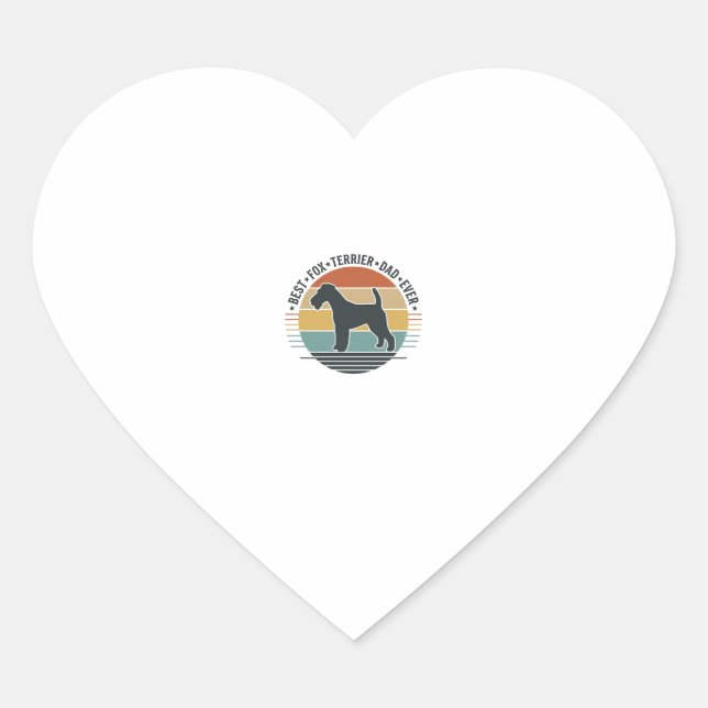 Sticker Cœur Meilleur Papa Fox Terrier Ever Chemise Vintage Chi (Devant)