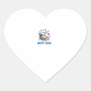 Sticker Cœur Meilleur Papa Golf Chat Câlin Mignon Design Vector
