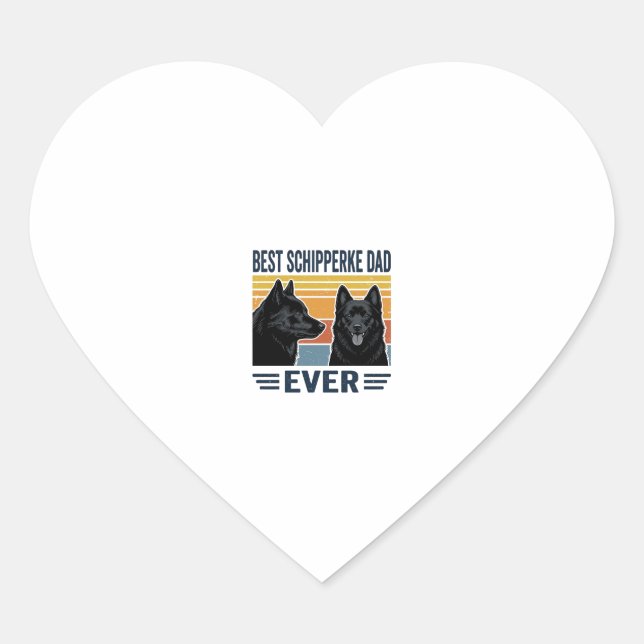 Sticker Cœur Meilleur Papa Schipperke Jamais Design Vectoriel R (Devant)