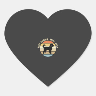 Sticker Cœur Meilleure maman Doodle Rétro Chien