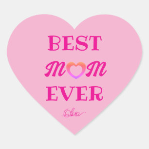 Sticker Cœur Meilleure maman Jamais mignonne Coeur Rose Mère's 