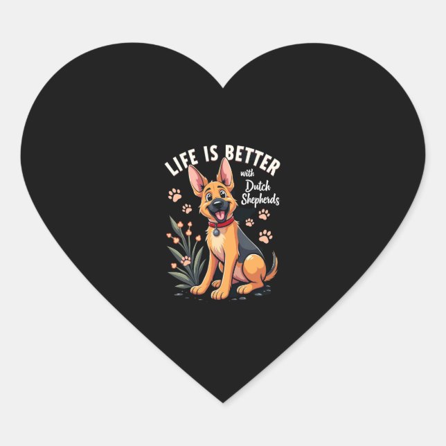 Sticker Cœur Meilleure vie avec Dutch Shepherd Débardeur (Devant)