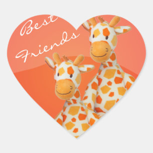 Sticker Cœur Meilleurs amis Giraffes