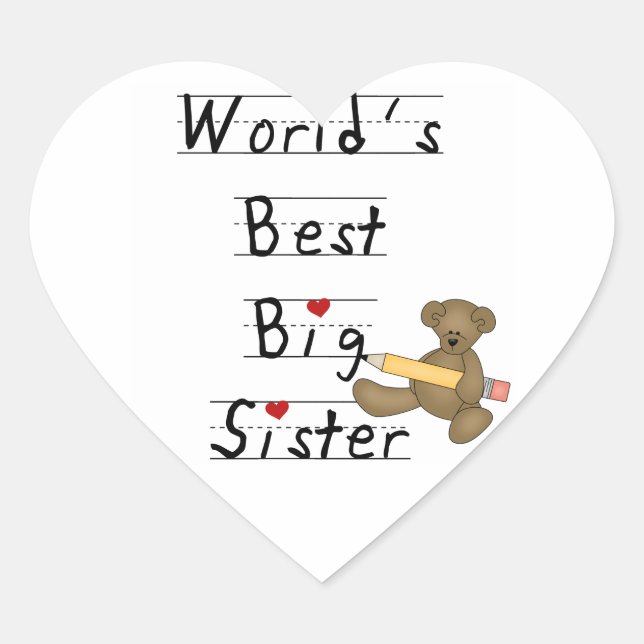 Sticker Cœur Meilleurs cadeaux aux grandes soeurs du monde (Devant)