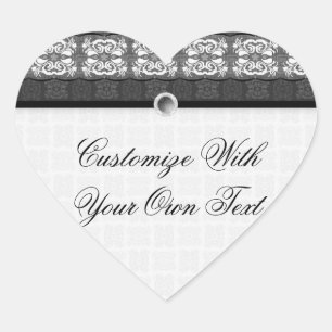 Sticker Cœur Mélange De Ruban Tulip Laced (Noir Et Blanc)