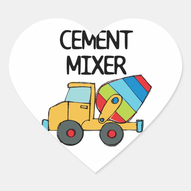 Sticker Cœur Mélangeur de ciment coloré (Devant)