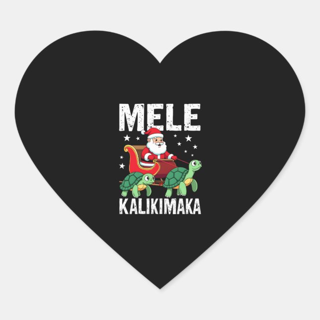 Sticker Cœur Mele Kalikimaka Christmas Shirt � Santa Sleigh Sea (Devant)
