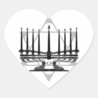Sticker Cœur Menorah et étoile