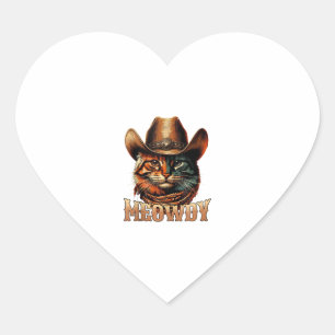 Sticker Cœur Meowdy Cat Cowboy Cowgirl Meow Howdy Halloween Cos