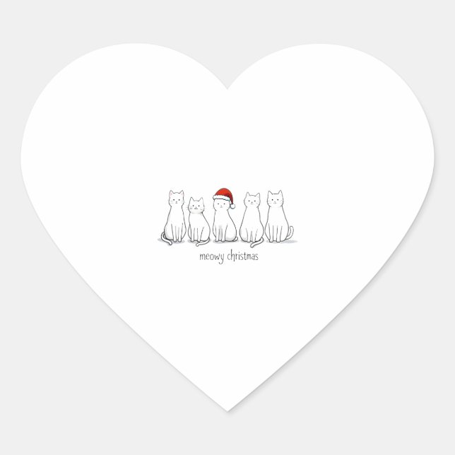 Sticker Cœur Meowo Catmas Chat Noël Cute Kitten Chats Père Noël (Devant)