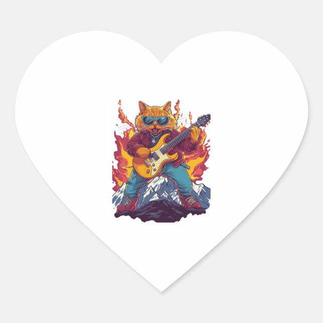 Sticker Cœur Meowtal lourd - Aiguille graphique de chats-roquet (Devant)