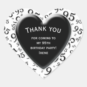 Sticker Cœur Merci 95e anniversaire noir/blanc Motif numérique