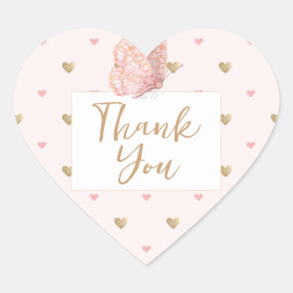 Sticker Cœur Merci à papillon mou
