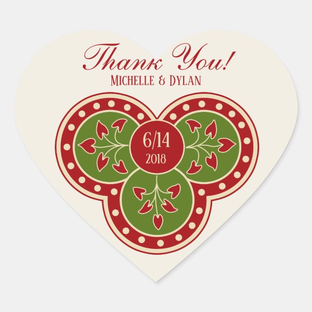 Sticker Cœur Merci Antique ornement de fleurs victoriennes CC10 (Devant)