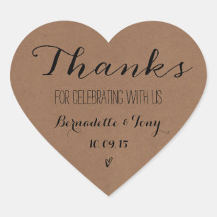 Sticker Cœur Merci D'Avoir Célébré Avec Nous ! Merci mariage