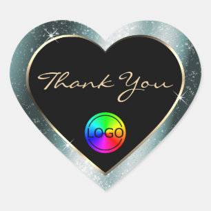 Sticker Cœur Merci de cadre de Parties scintillant métallique a