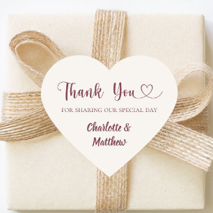 Sticker Cœur Merci de partager notre journée de mariage ivoire