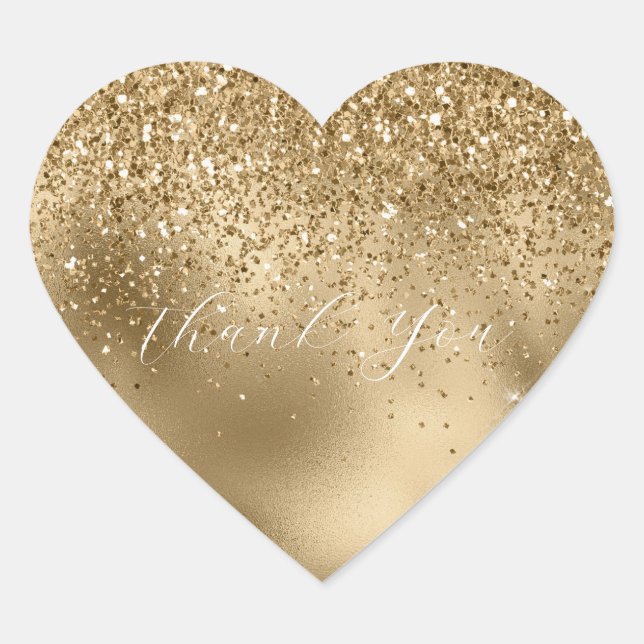 Sticker Cœur Merci de Parties scintillant Gold Glam (Devant)