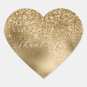 Sticker Cœur Merci de Parties scintillant Gold Glam