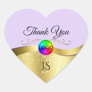 Sticker Cœur Merci en or Lilac Wavy avec logo Monogramme
