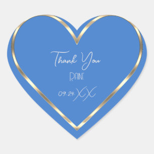 Sticker Cœur Merci Favor Blue Golden Heart
