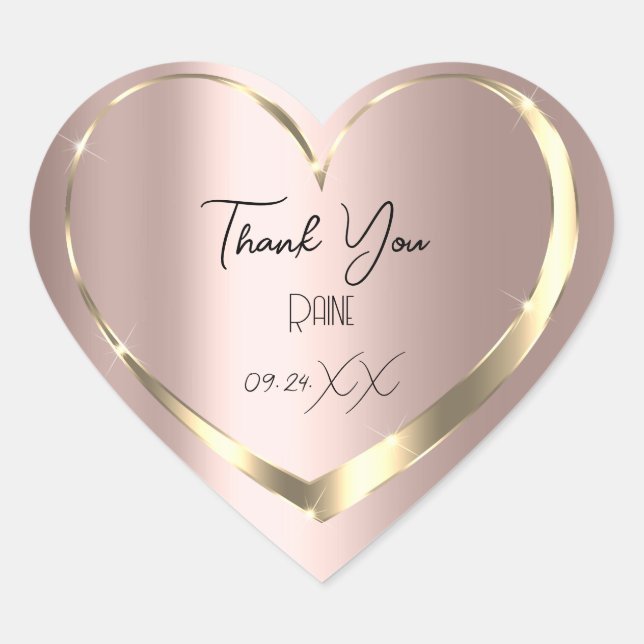Sticker Cœur Merci Favor Rose Gold Heart Bridal Sweet 16e (Devant)