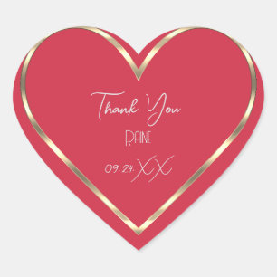 Sticker Cœur Merci Favor Rose Golden Heart Bridal Mariage