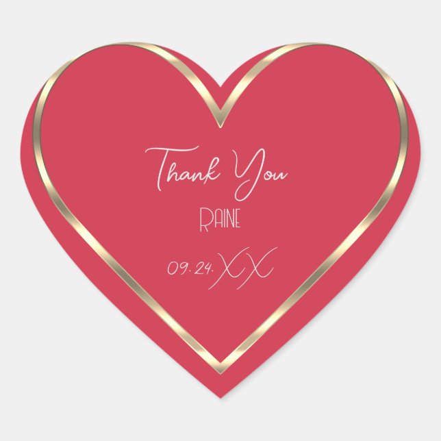 Sticker Cœur Merci Favor Rose Golden Heart Bridal Mariage (Devant)