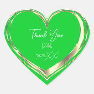 Sticker Cœur Merci Favori Cœur Doré Mariage Vert