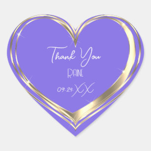 Sticker Cœur Merci Favori Cœur Doré Mariage Violet