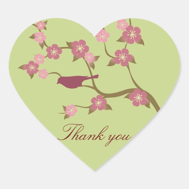 Sticker Coeur Merci Fleur Mauve Vert (Devant)