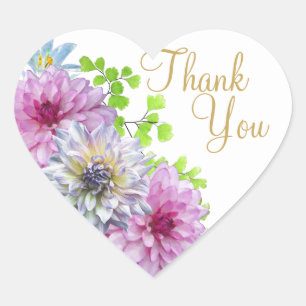 Sticker Cœur Merci Mariage rose et bleu