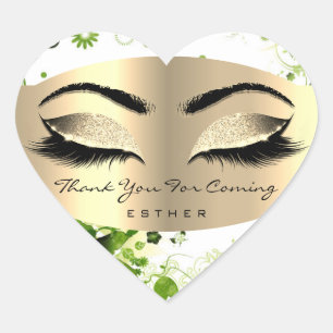 Sticker Cœur Merci Pour Nom Prochain Heart Gold Green