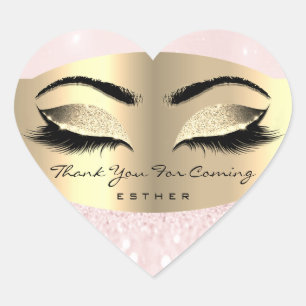 Sticker Cœur Merci Pour Nom Prochain Heart Pink Or 16e