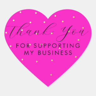 Sticker Cœur Merci Pour Soutenir Notre Entreprise Pink Gold