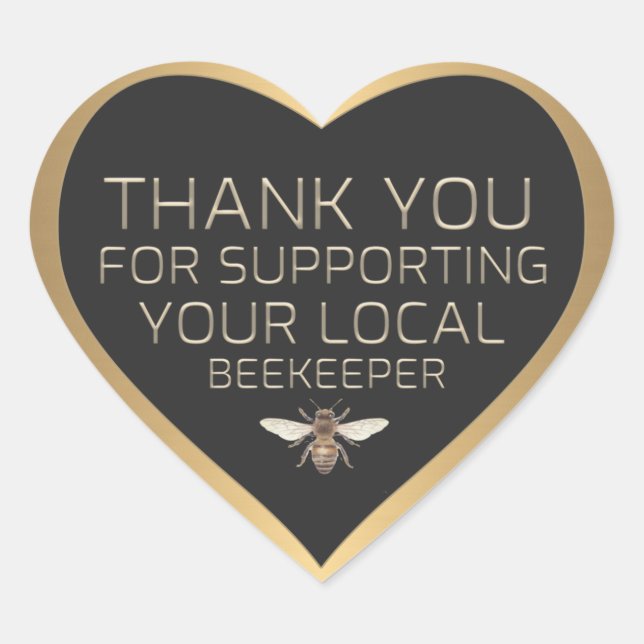 Sticker Cœur Merci pour soutenir votre apiculteur local Gold (Devant)